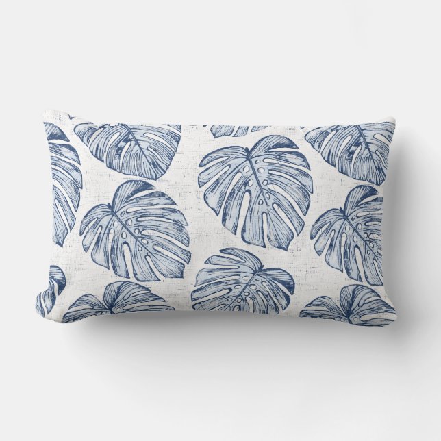 Palm de Monstera deja almohada lumbar (Anverso)