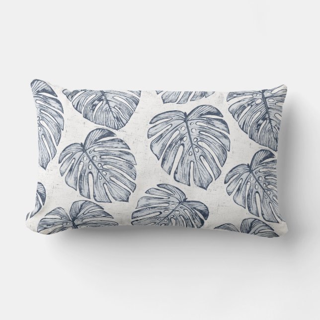 Palm de Monstera deja almohada lumbar (Anverso)
