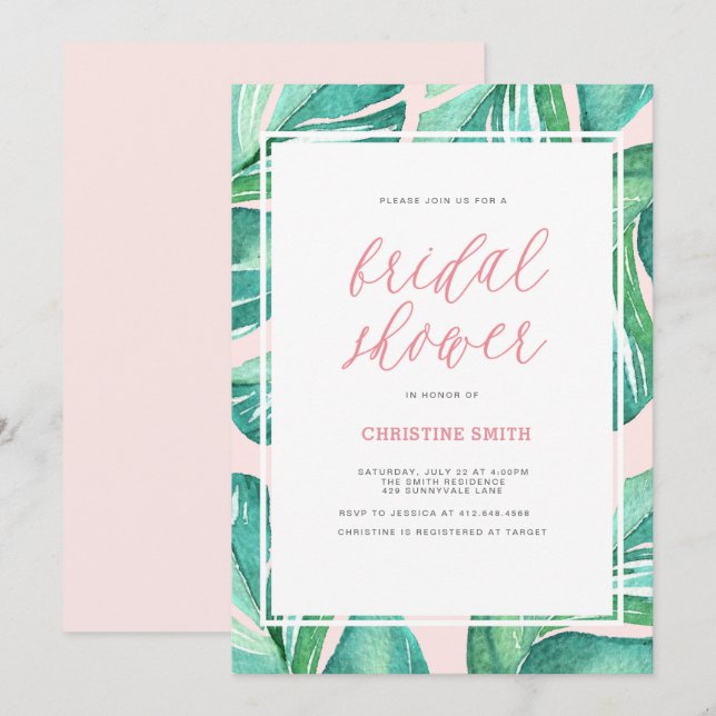 Palm deja la invitación a ducharse de novias tropi (Anverso / Reverso)