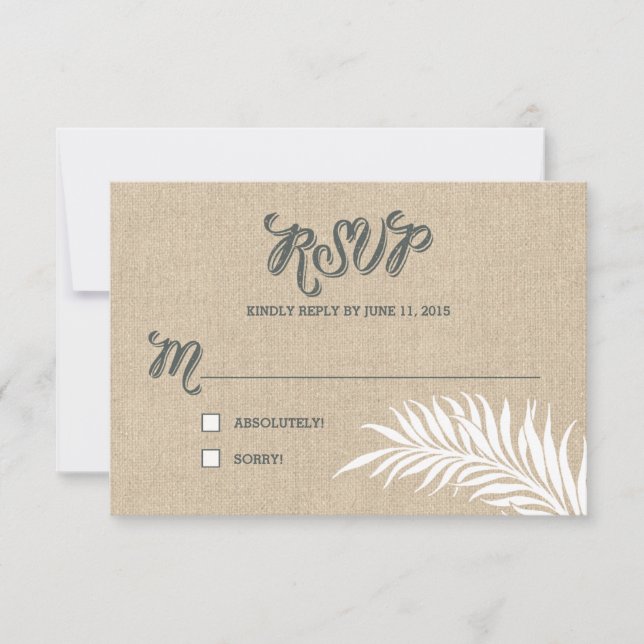 Palm deja tarjetas de respuesta RSVP/Boda (Anverso)