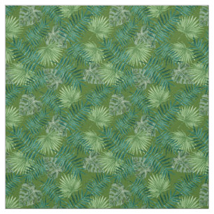 Palm deja tela tropical de impresión verde