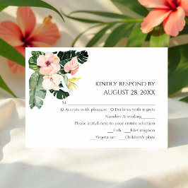 Palm Leaves Boda Tropical Hibiscus Tarjetas RSVP