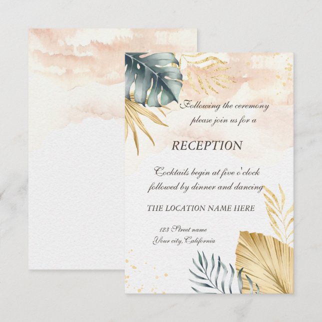 Palm Leaves Invitación a la Recepción de Boda (Anverso / Reverso)