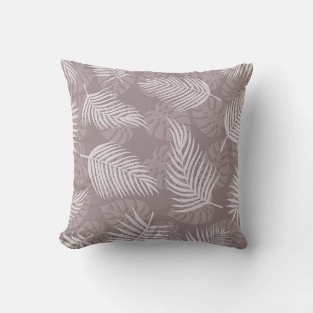Palm marrón claro con hojas de almohada decorativa (Anverso)