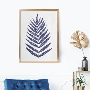 Palm minimalista deja arte natural azul naval