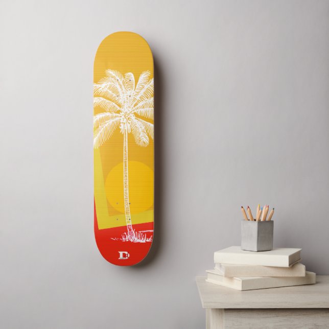 Palm moderna en el tablero de skateboard Sunset Dd (Arte de la pared)