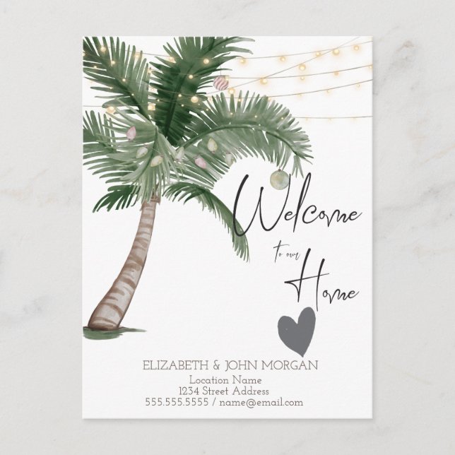 Palm Navidad acuarela, Invitación cardíaca (Anverso)