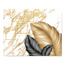 Palm negra y dorada deja arte tropical impreso