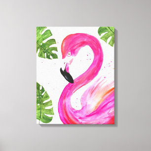 Palm rosa Flamingo tropical deja pájaro de arte ve