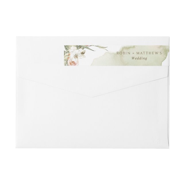 Palm Seco Sale de una acuarela verde floral, Boda (Reverso)