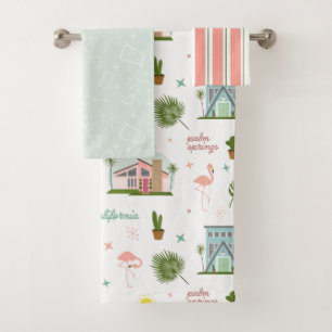 Palm Springs Pink House Cactus Flamingo Pattern