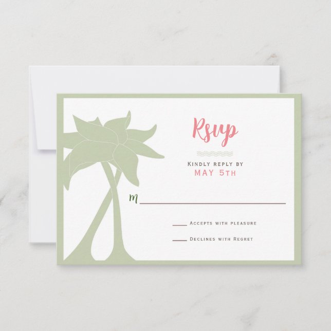 Palm Tree Beach Destination Wedding RSVP (Anverso)