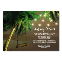 Palm Tree Beach Luces Boda Insertar tarjetas