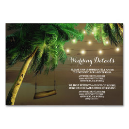 Palm Tree Beach Luces Boda Insertar tarjetas
