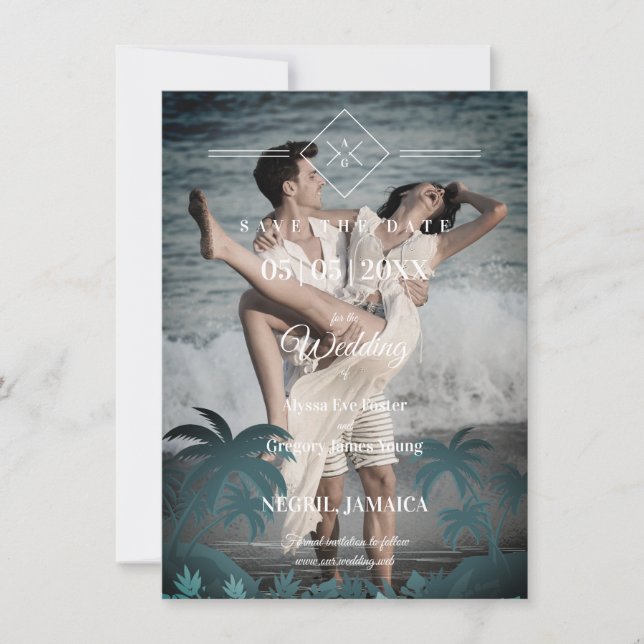 Palm Tree Beach Personalized Photo Engagement (Anverso)