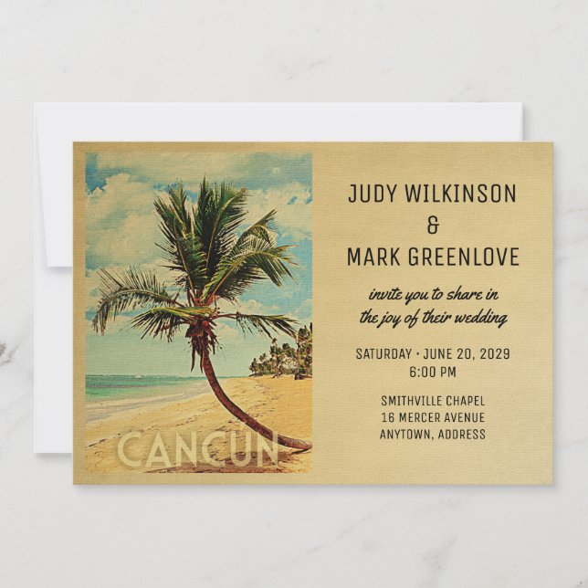Palm Tree de la playa de la invitación a la boda d (Anverso)