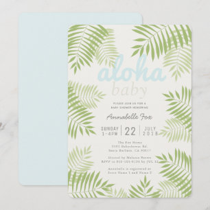 Palm Tree deja a Aloha Invitación de Baby Shower