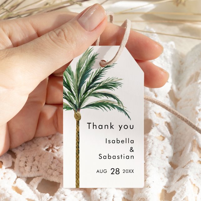 Palm Tree Destination Wedding Gracias etiqueta de  (Subido por el creador)