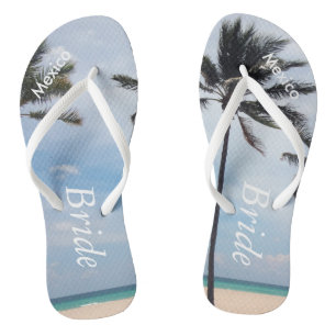 Palm Tree I Boda Flip Flops Bride Beach Sandalias