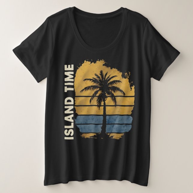 Palm Tree Island Time + T-Shirt Size (Anverso del diseño)