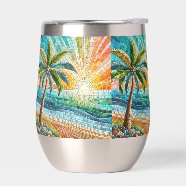 Palm Tree Mosaic Tropical Beach Sunset (Izquierdo)