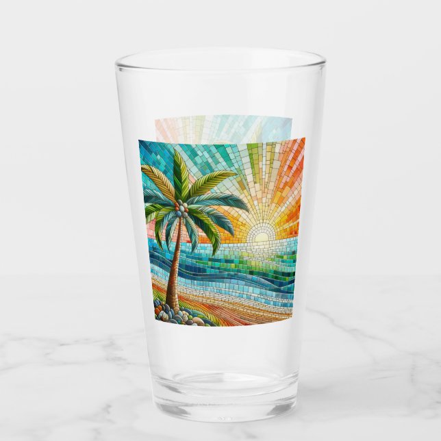 Palm Tree Mosaic Tropical Beach Sunset (Anverso)