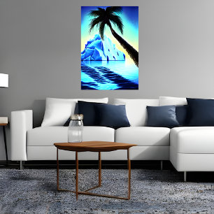 Palm tree near iceberg and sea   Poster de arte de