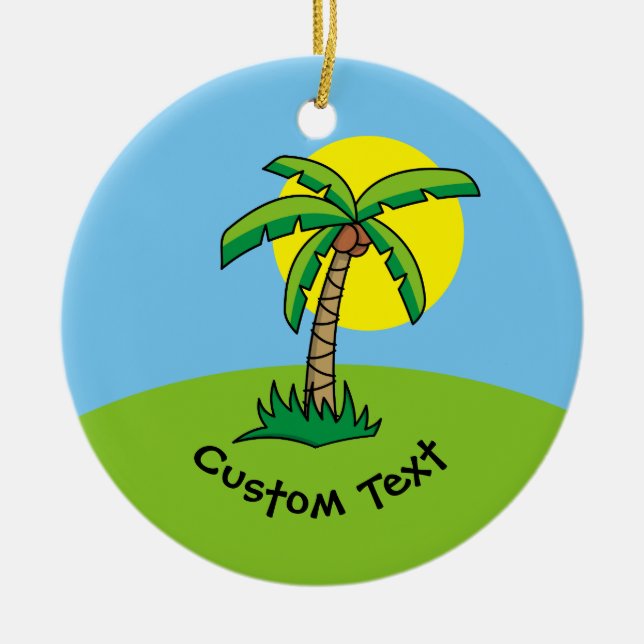 Palm Tree Personalizado Ornamento cerámico (Frente)