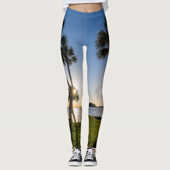 Palm Tree Scissors Silhouette Leggings (Anverso)