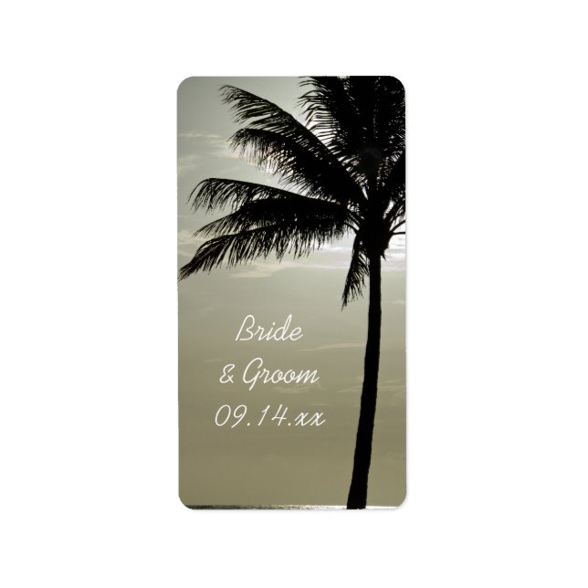 Palm Tree Silhouette Beach Wedding Favor Etiqueta (Frente)
