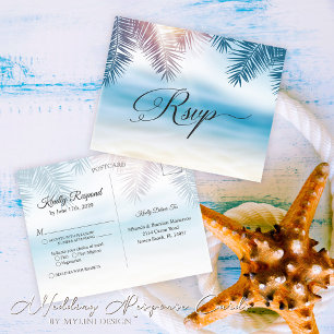 Palm Tree Tropical Island Beach Wedding Tarjeta RS