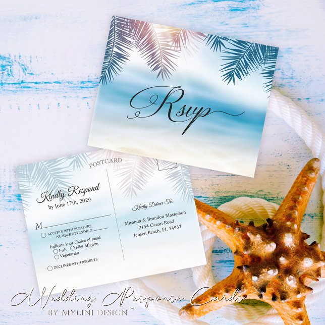 Palm Tree Tropical Island Beach Wedding Tarjeta RS (Subido por el creador)