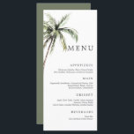 Palm Tree Tropical | Menú Boda mínimo de serie<br><div class="desc">Las playas de arena y las brisas cálidas son el objeto de este diseño. Celebra tu tema boda tropical con nuestro sencillo y mínimo diseño de palmeras. Este diseño es totalmente personalizable y cuenta con hermosas palmeras acuáticas y tipografía de suero, si buscas líneas rectas, nuestra alternativa sans serif será...</div>