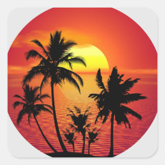 Palm Trees Beach Sunset Pegatina