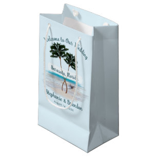 Palm Trees Boda Bolsas de papel de bienvenida