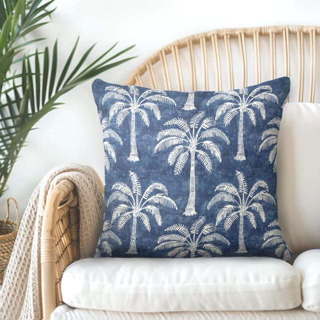 Palm Trees Cojín decorativo azul índigo (Subido por el creador)
