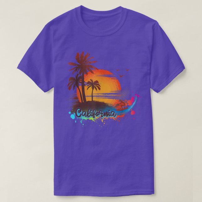Palm Trees de verano de California Camiseta de sol (Diseño del anverso)