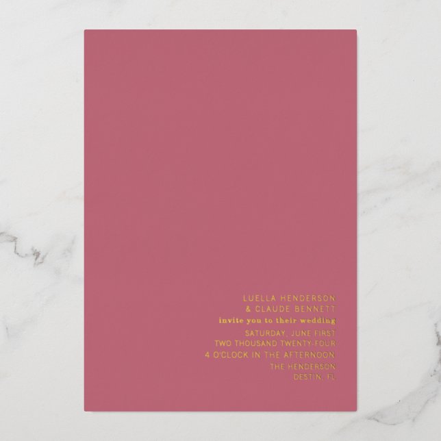 Palm Trees Invitación al Relieve metalizado Boda r (Anverso)