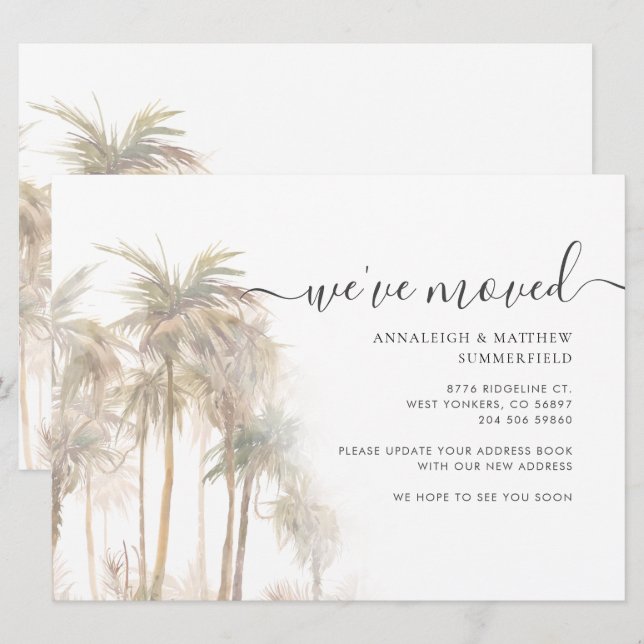 Palm Trees mudándose a casa hemos movido la acuare (Anverso / Reverso)