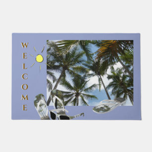 Palm Trees Sunny WELCOME Cust. Felpudo