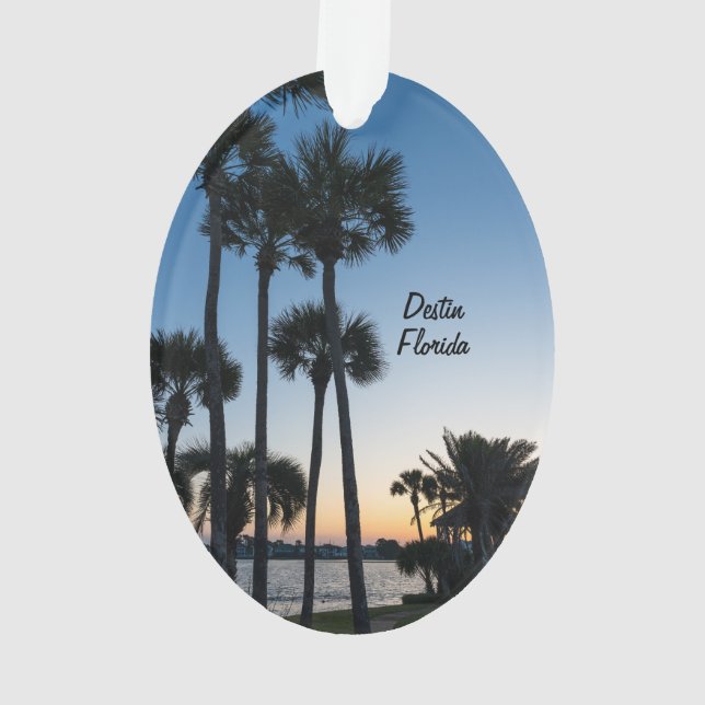 Palm Trees Sunrise Destin Florida Ornamento Oval (Reverso)
