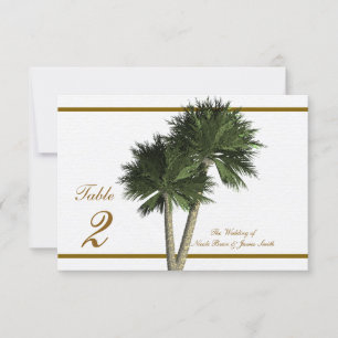 Palm Trees Tarjeta de mesa Elegante Boda Blanco y 