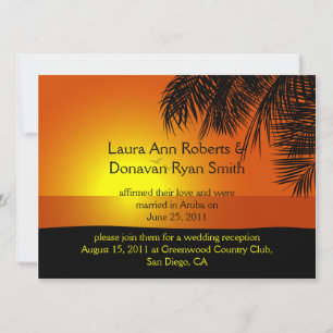 Palm Trees Tropical Sunset Invitación post boda
