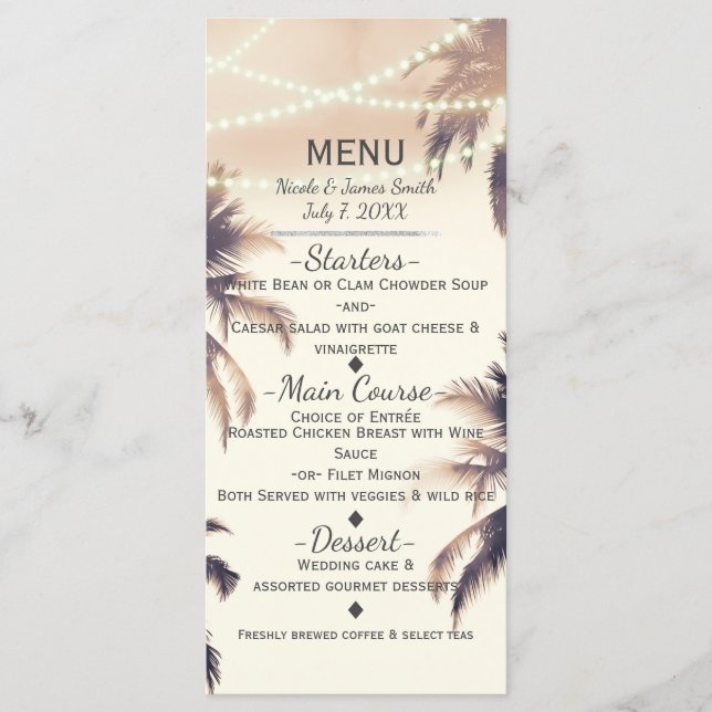 Palm Trees Tropicales & Lights Cream Dream Menu (Anverso)