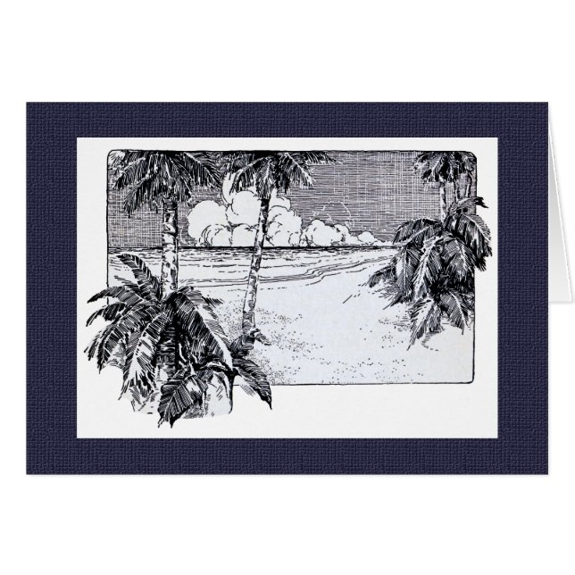 Palm Trees Tropicales Playa Arte Vintage (Anverso (Horizontal))