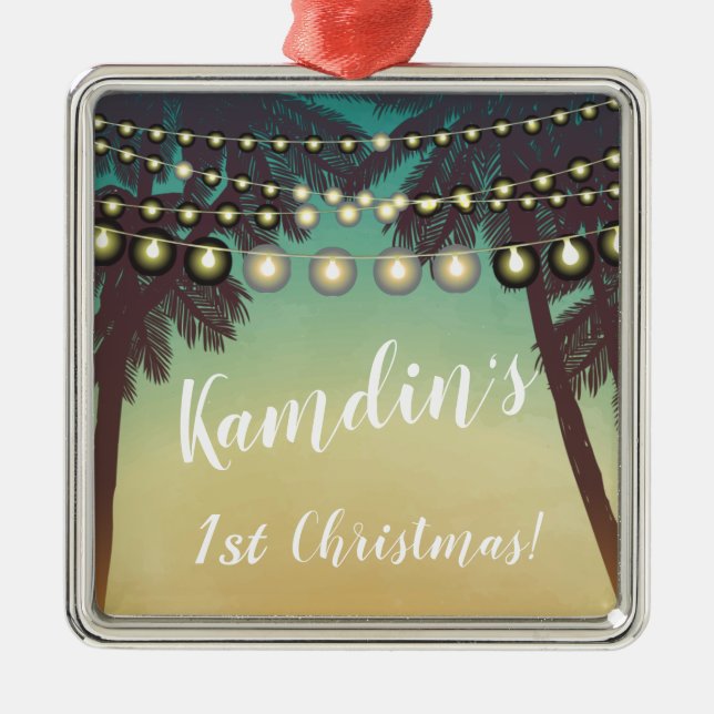 Palm Tremens de playa de ornamento XMAS personaliz (Frente)