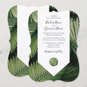 Palm tropical deja la vegetación invitaciones a la