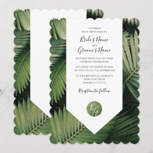 Palm tropical deja la vegetación invitaciones a la