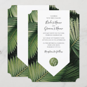 Palm tropical deja la vegetación invitaciones a la