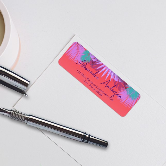 Palm tropical exótica deja etiqueta de guión elega (Subido por el creador)